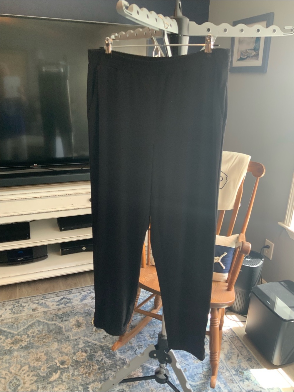 Susan Graver Black Pull-On Track Pants